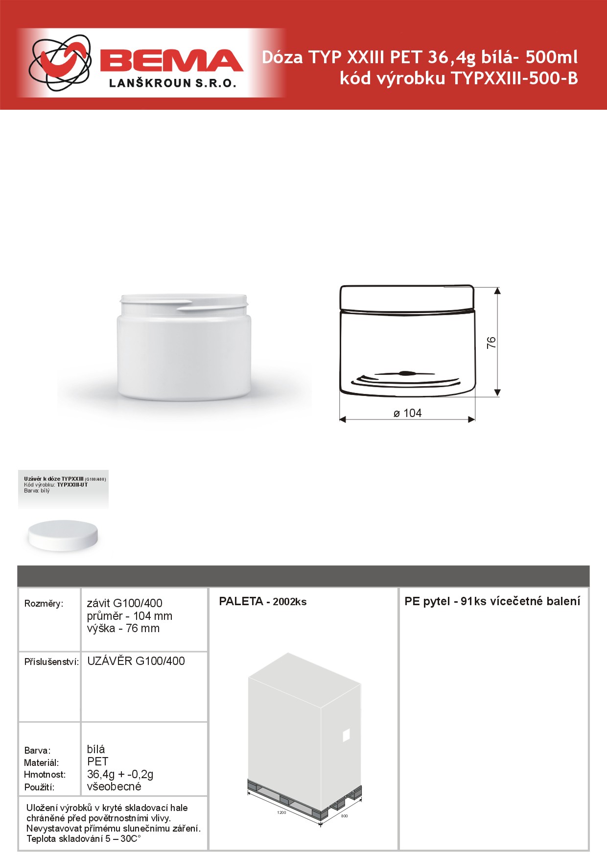 Dozy 500ml PETbila 100-400 17-3-2023